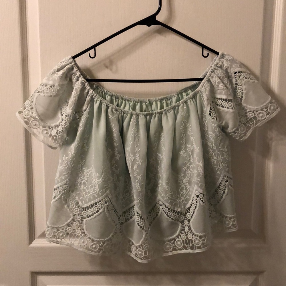 Off the Shoulder Mint Green Crop Top